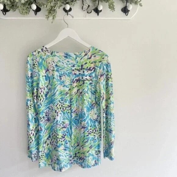 Lilly Pulitzer Brayden tunic roll tab sleeve top shirt blouse Small luxury style - Picture 2 of 2